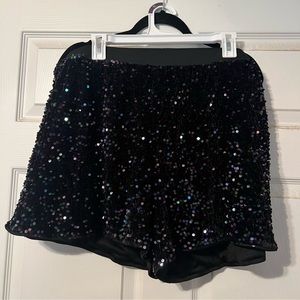 Black Sequin Shorts